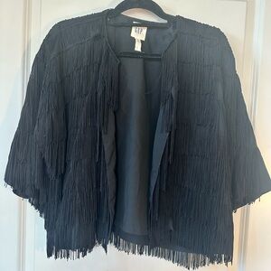 GAP Loop Fringe Black Open Bolero/Blazer Jacket, Size Small/ Medium